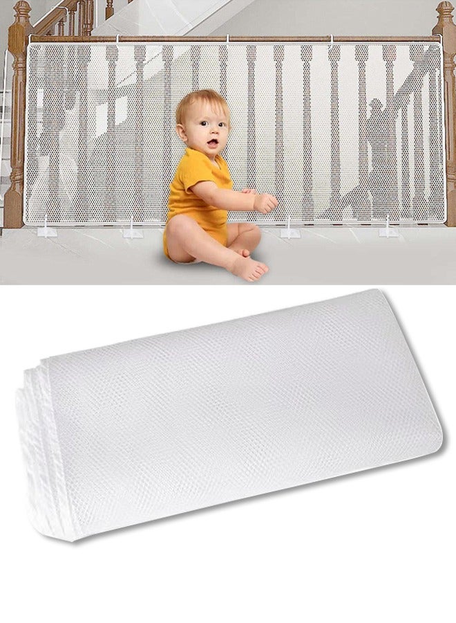 DUNISO 4 Metre Stair Safety Net for Children, Baby Safety Stair Railing Net, Children's Outdoor Balcony Fence Protection Mesh, No Drilling For Dog Cat Window (400x78cm, White) - Image 1